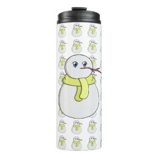 Schneemann mit gelbem Schal Thermosbecher