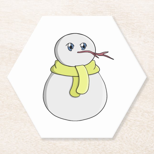 Schneemann mit gelbem Schal Untersetzer (Vorderseite)