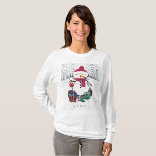 Schneemann mit Geschenken in Aquarellfarbe T - Shi T-Shirt