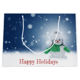 Schneemann mit grünem Schal Große Geschenktüte