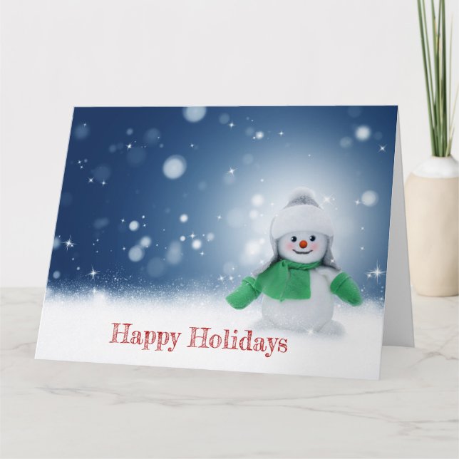 Schneemann mit grünem Schal Karte (Vorderseite)