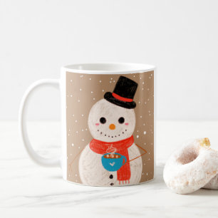 Schneemann mit heißer Schokolade Kaffeetasse