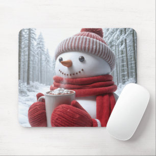 Schneemann mit heißer Schokolade Mousepad