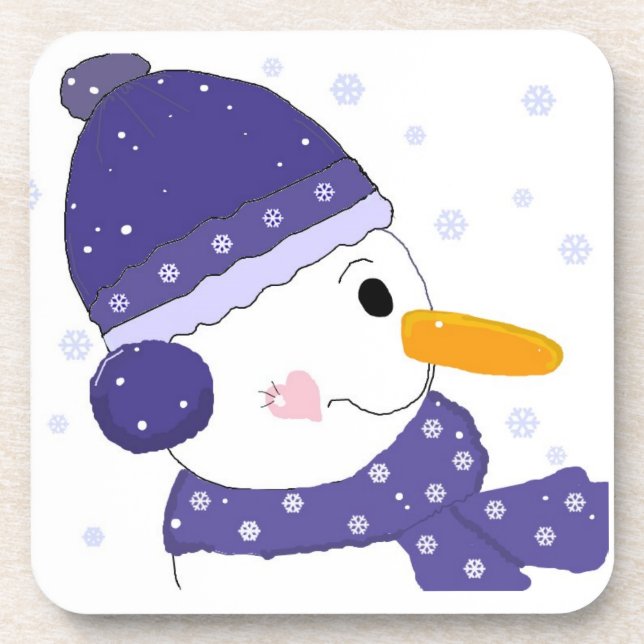 Schneemann mit Herz auf der Wange Untersetzer (Vorderseite)