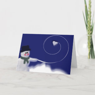 Schneemann mit Herzschnee Feiertagskarte