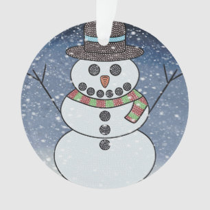 Schneemann mit Hintergrund - Acryl-Ornament Ornament