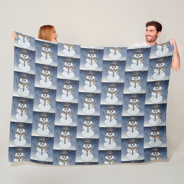 Schneemann mit Hintergrund - Fleece-Decke Fleecedecke (Beispiel)
