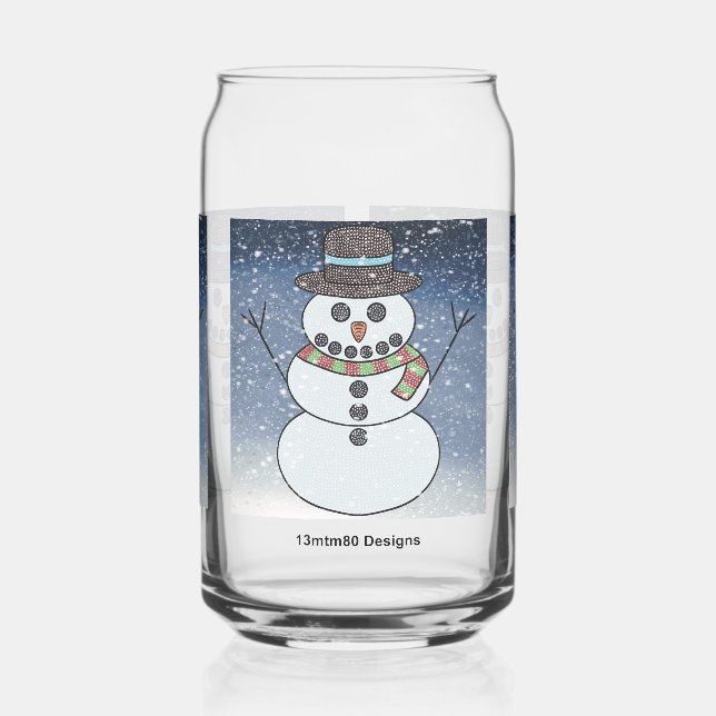 Schneemann mit Hintergrund - Glas Dose (Links)