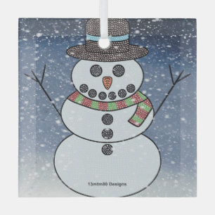 Schneemann mit Hintergrund - Glasornament Ornament Aus Glas