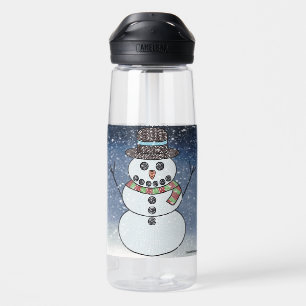 Schneemann mit Hintergrund - Wasserflasche Trinkflasche