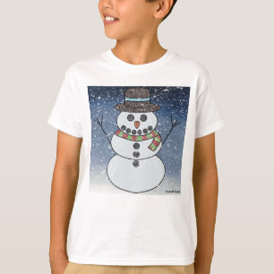 Schneemann mit Hintergrund (weiß) - Jungen Basic T T-Shirt