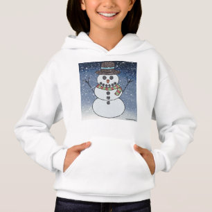 Schneemann mit Hintergrund (weiß) - Mädchen-Hoodie Hoodie