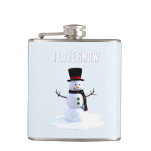 Schneemann mit Hut und Schal. Ich liebe Schnee