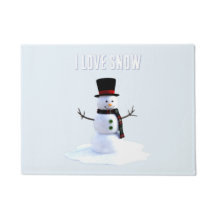Schneemann mit Hut und Schal. Ich liebe Schnee