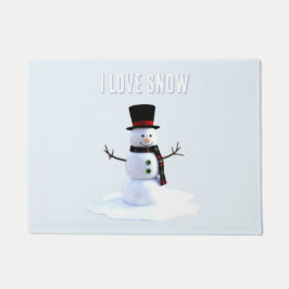 Schneemann mit Hut und Schal. Ich liebe Schnee Fußmatte
