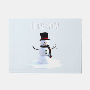 Schneemann mit Hut und Schal. Ich liebe Schnee Fußmatte