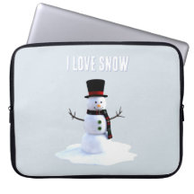 Schneemann mit Hut und Schal. Ich liebe Schnee