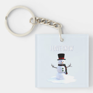 Schneemann mit Hut und Schal. Ich liebe Schnee Schlüsselanhänger