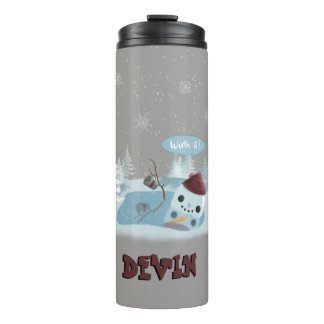 Schneemann mit Kakao Thermosbecher
