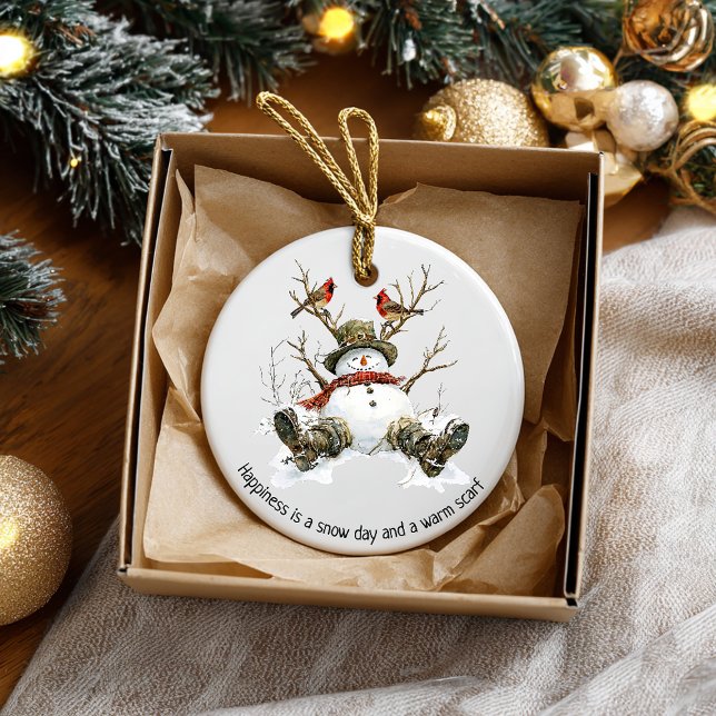 Schneemann mit Kardinalen Keramik Ornament (Von Creator hochgeladen)