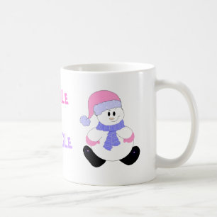 Schneemann mit Klingel in Rosa Kaffeetasse