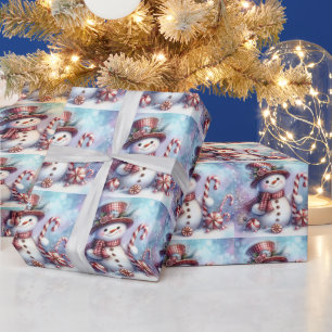 Schneemann mit Lebkutscherl und Pfefferminz  Geschenkpapier