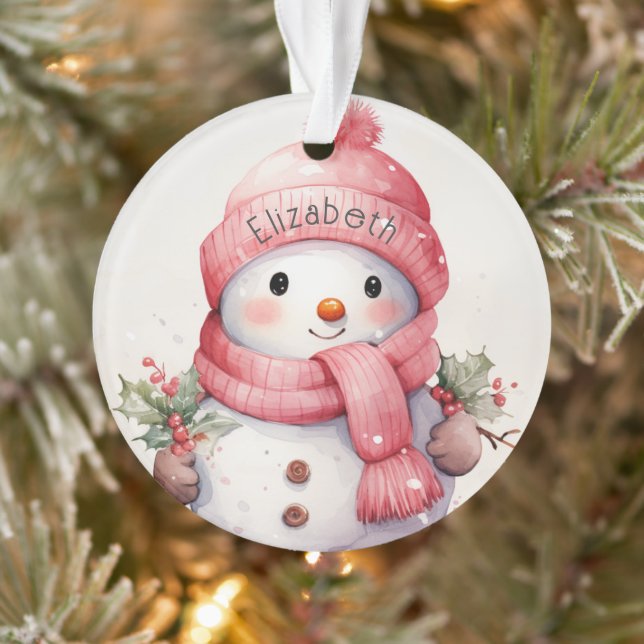 Schneemann mit Namen Acrylic Ornament (Baum)