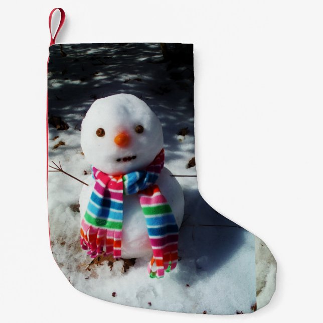 Schneemann mit Rainbow Scarf Snowman mit Rainbow S Kleiner Weihnachtsstrumpf (Vorderseite)