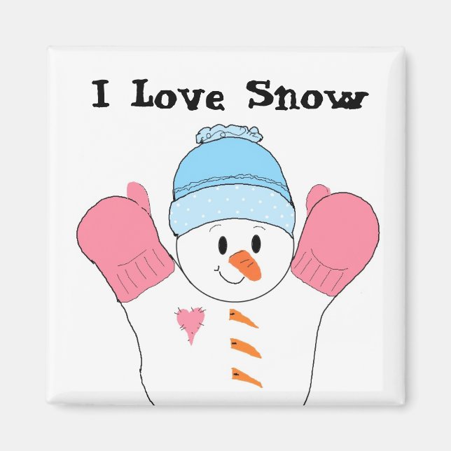 Schneemann mit rosa Mittens Magnet (Vorne)