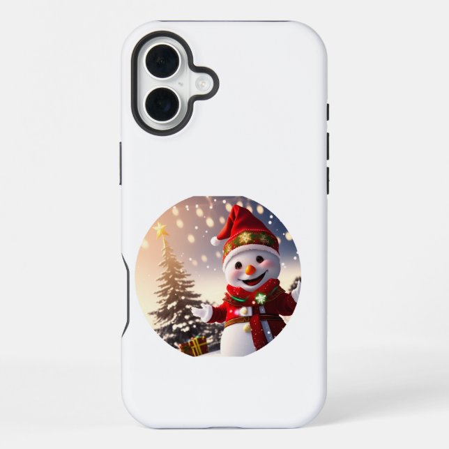 Schneemann mit roter Mütze iPhone Hülle (Rückseite)