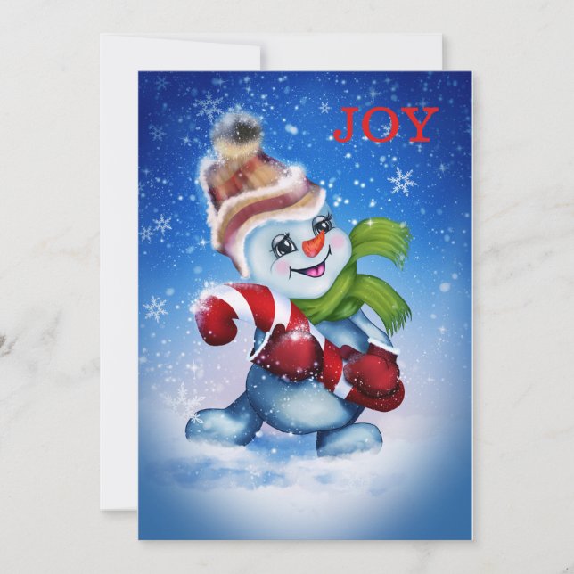 Schneemann mit Schal Feiertagskarte (Vorderseite)