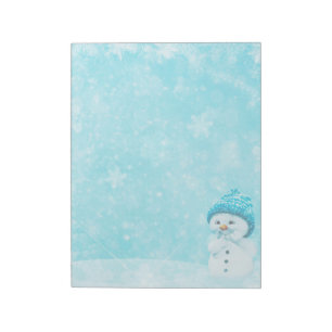 Schneemann mit Schneeflocken - 11" x 8,5" Notizblock