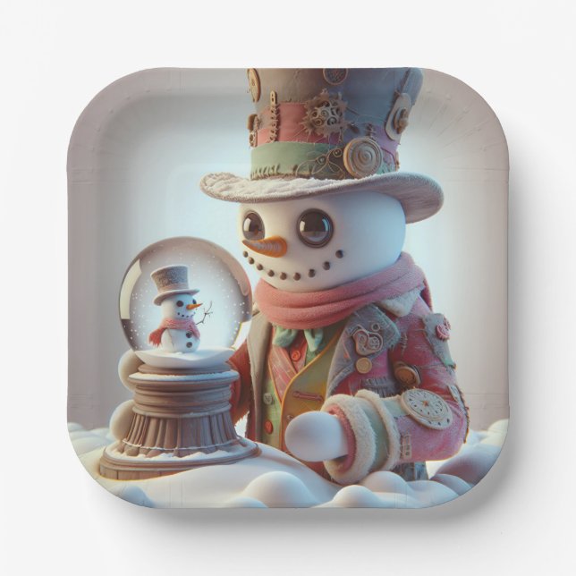 Schneemann mit Schneeglobe, Weihnachten, Autor Nat Pappteller (Vorderseite)