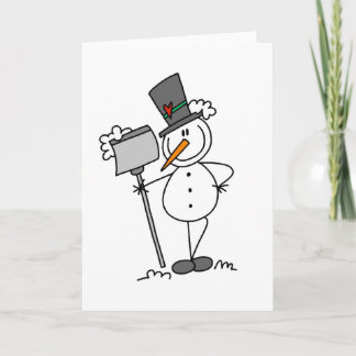 Schneemann mit Shovel Feiertagskarte