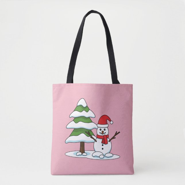 Schneemann mit Snowy Pine Tree (Vorderseite)