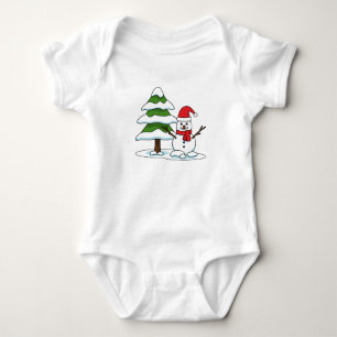 Schneemann mit Snowy Pine Tree Baby Strampler