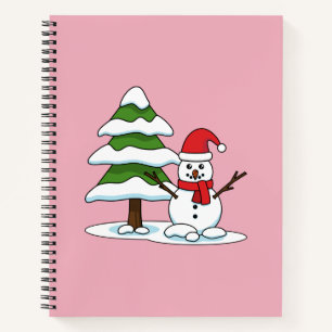 Schneemann mit Snowy Pine Tree Notizbuch