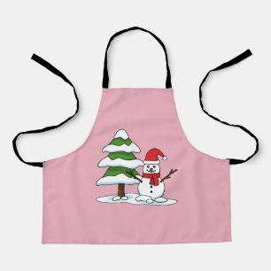 Schneemann mit Snowy Pine Tree Schürze