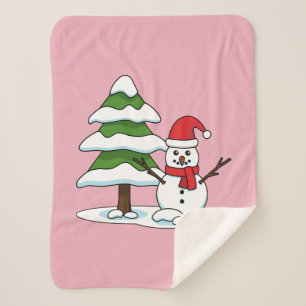 Schneemann mit Snowy Pine Tree Sherpadecke