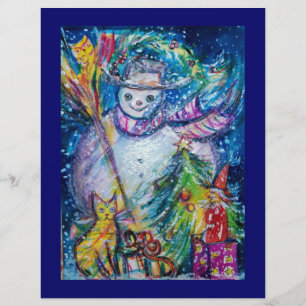 SCHNEEMANN MIT SPIELZEUGEN, weiß blau gelb Flyer
