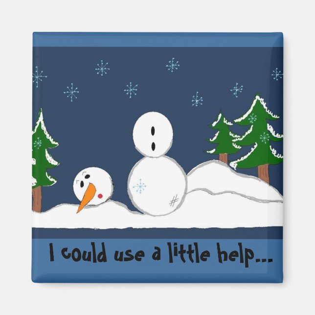 Schneemann mit Spruch Magnet (Vorne)