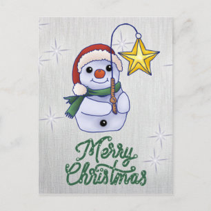 Schneemann mit Stern Postkarte