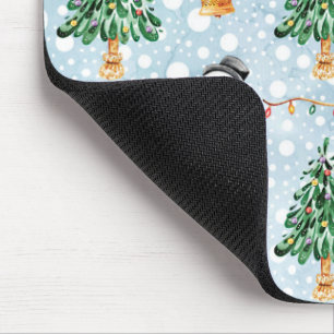 Schneemann mit Tannenbaum im Wasserfarbenmuster Mousepad