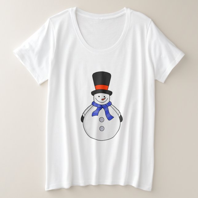 Schneemann mit Tophut Große Größe T-Shirt (Design vorne)