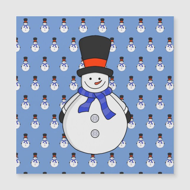 Schneemann mit Tophut Magnetkarte (Vorderseite)