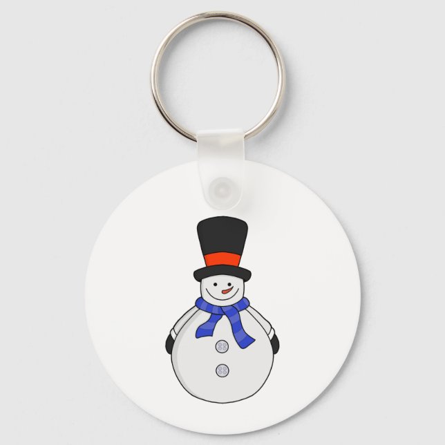 Schneemann mit Tophut Schlüsselanhänger (Vorderseite)