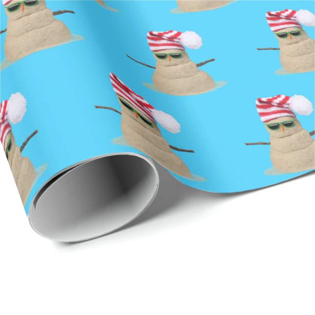 Schneemann mit tropischem Sand im Sand Geschenkpapier (Rolleneckpunkt)