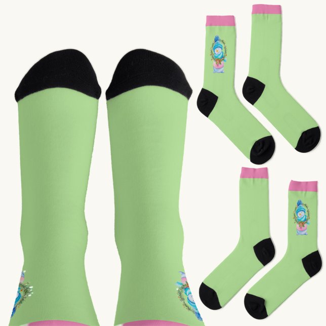 Schneemann mit Weihnachtskranz Socken (Von Creator hochgeladen)