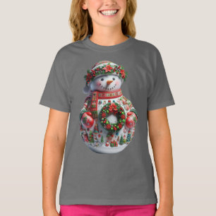 Schneemann mit Weihnachtskranz, Weihnachten, Autor T-Shirt
