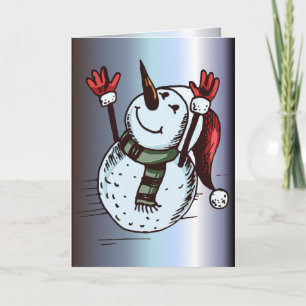 Schneemann mit Weihnachtsmannmütze - Karottennase Feiertagskarte